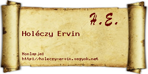 Holéczy Ervin névjegykártya